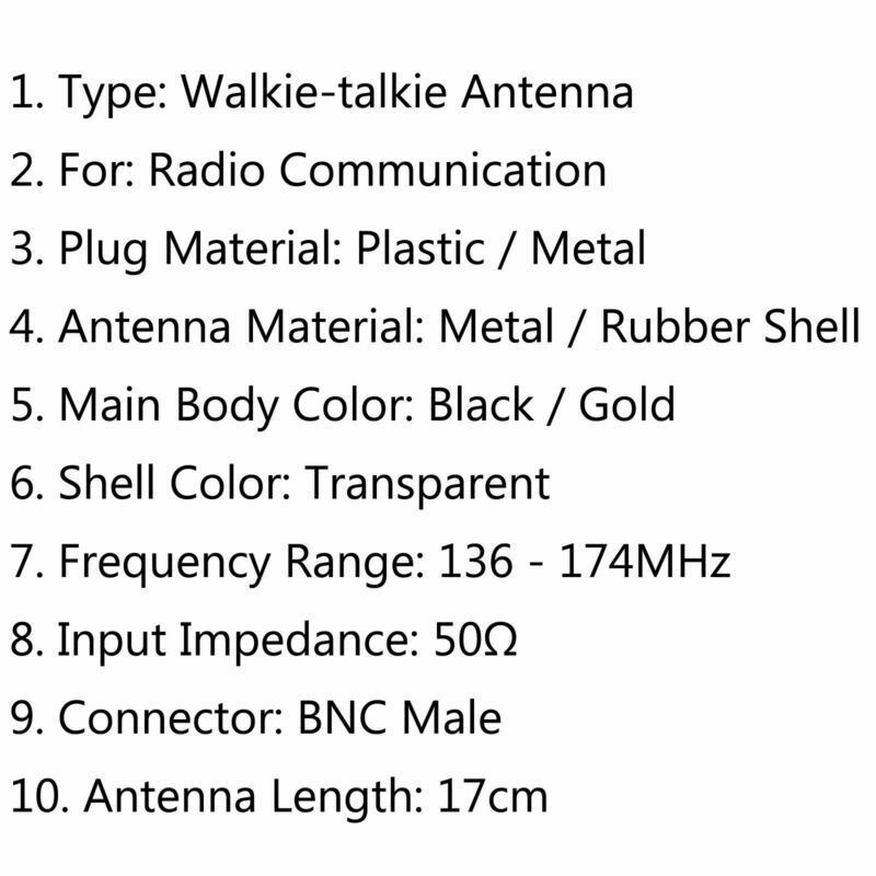1Pcs Walkie Talkie Radio Antenna BNC Male Plug 136-174MHZ For IC-V8 IC-T3H  UA