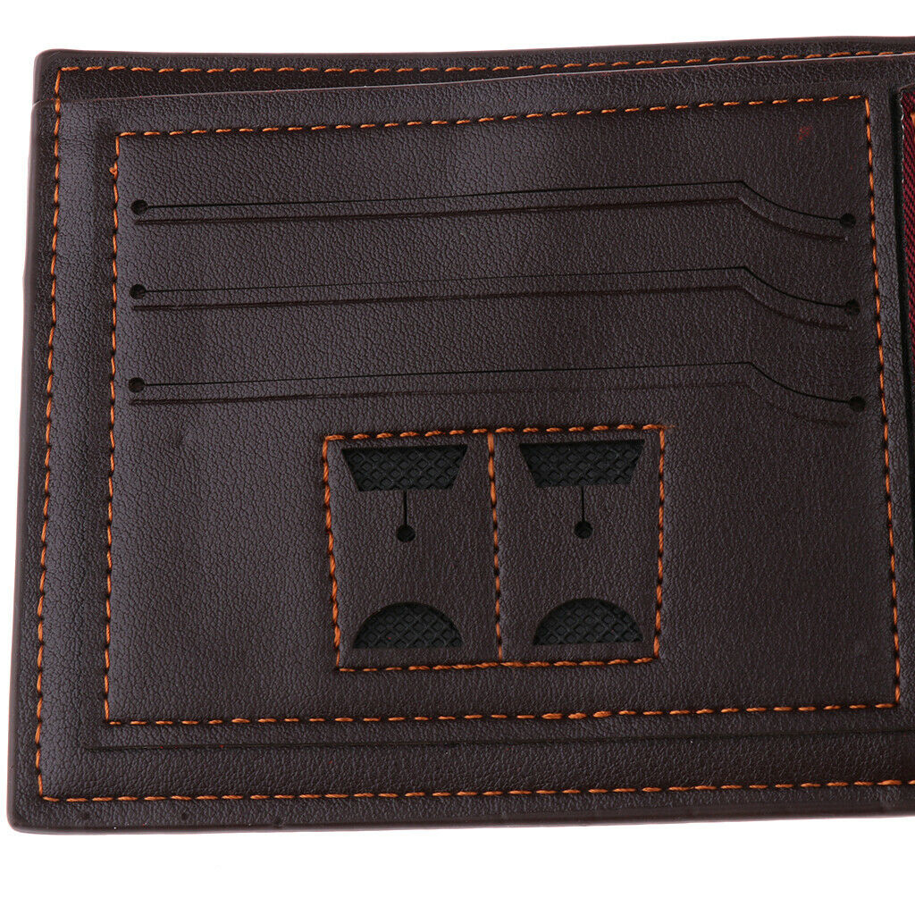 Mens Short Circular PU Leather Cash Card Holder Purse Clutch Wallet Coffee