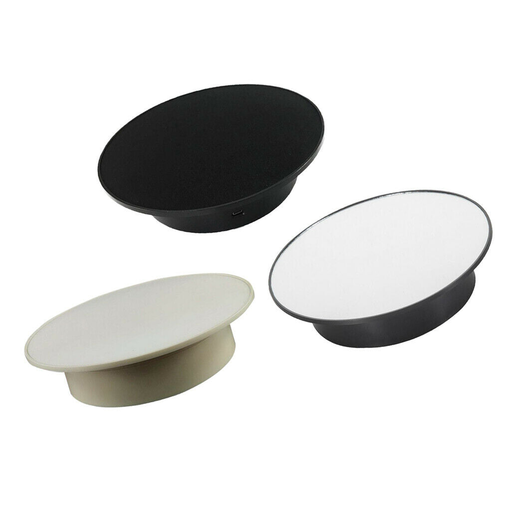 3Pcs USB/Battery 360 Rotating Jewelry Display Turntable Stand Velvet Top