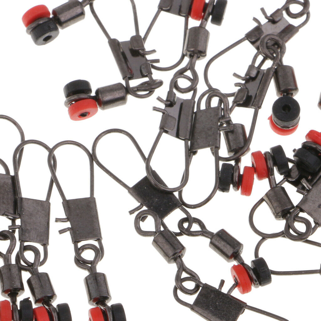 50 Pieces Fishing Barrel Rolling Swivels with Interlock Snaps Connectors S