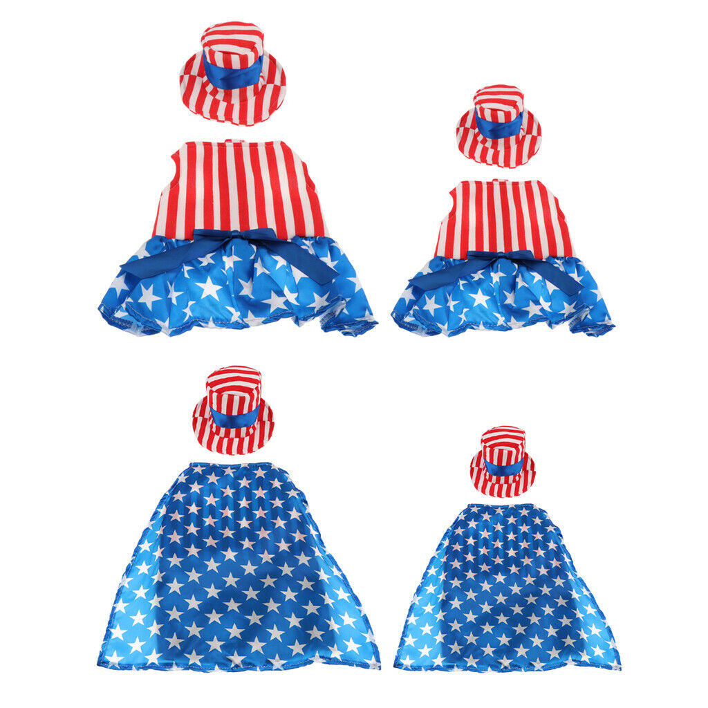 Pet Dog Cat American Flag Party Female Suit Costume Fancy Dress Outfit S