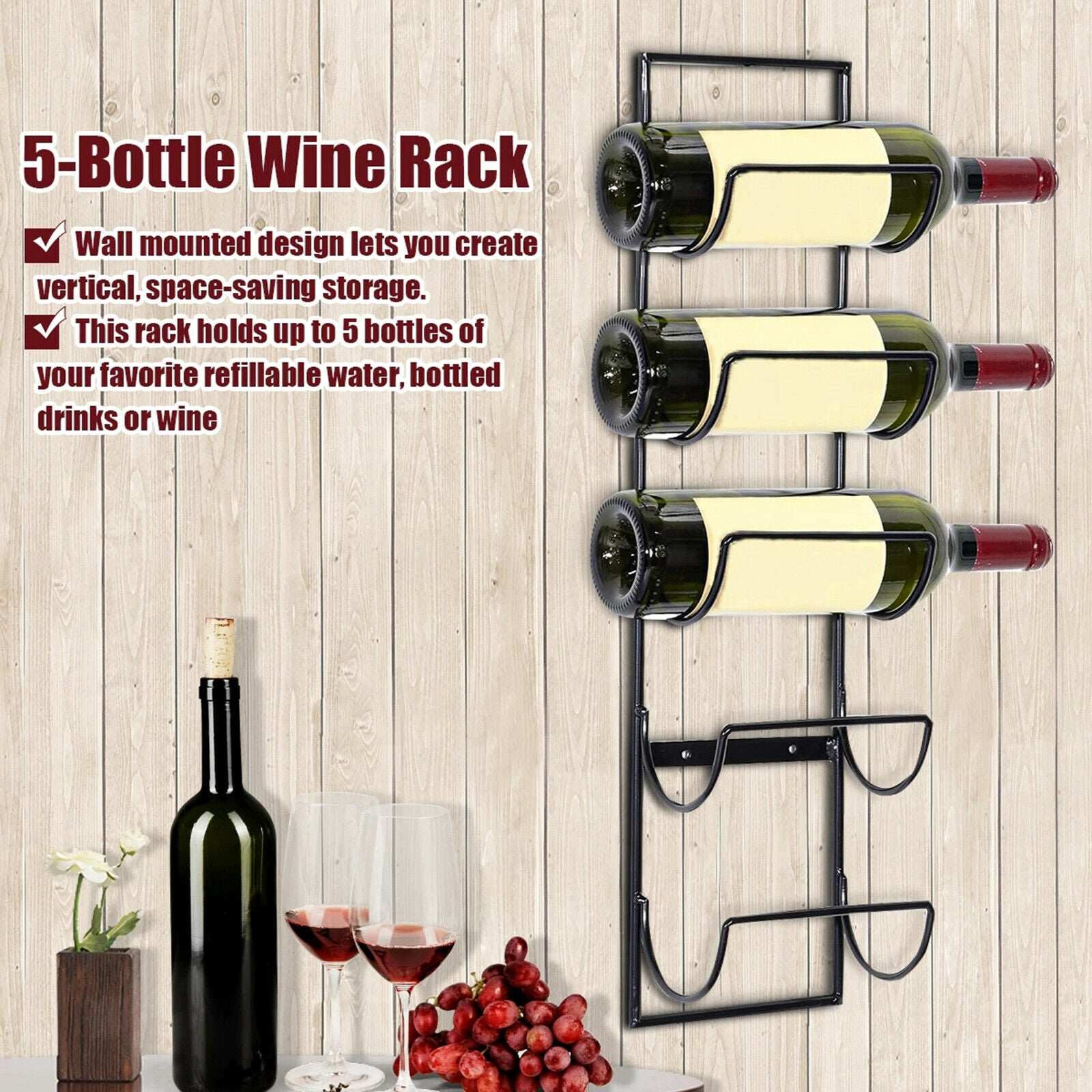 5Tier Metal Wine Rack Towel Holder Table Countertop Bar Display Storage Rack