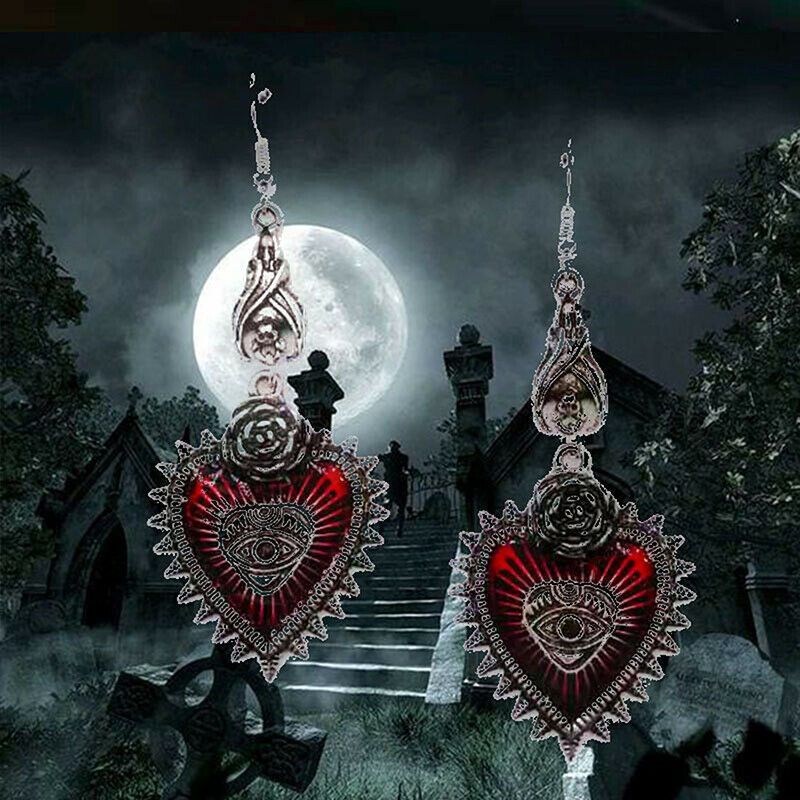 Drop Earring Jewelry Blood Rose Heart Oil Bat Gothic Retro Hangi.l8