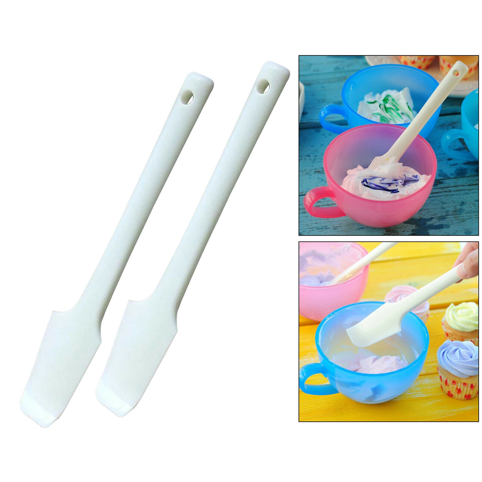 2Pcs Silicone Spatulas Cake Scraper Mixing Utensil Mixing Baking Tools