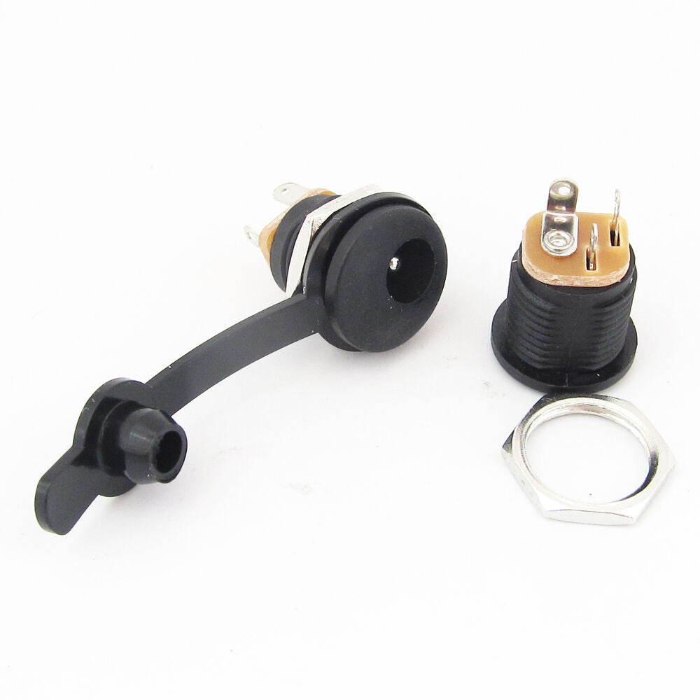 10pcs Copper 5.5x2.1mm DC Power Female Jack Socket with Waterproof Cover & Ring