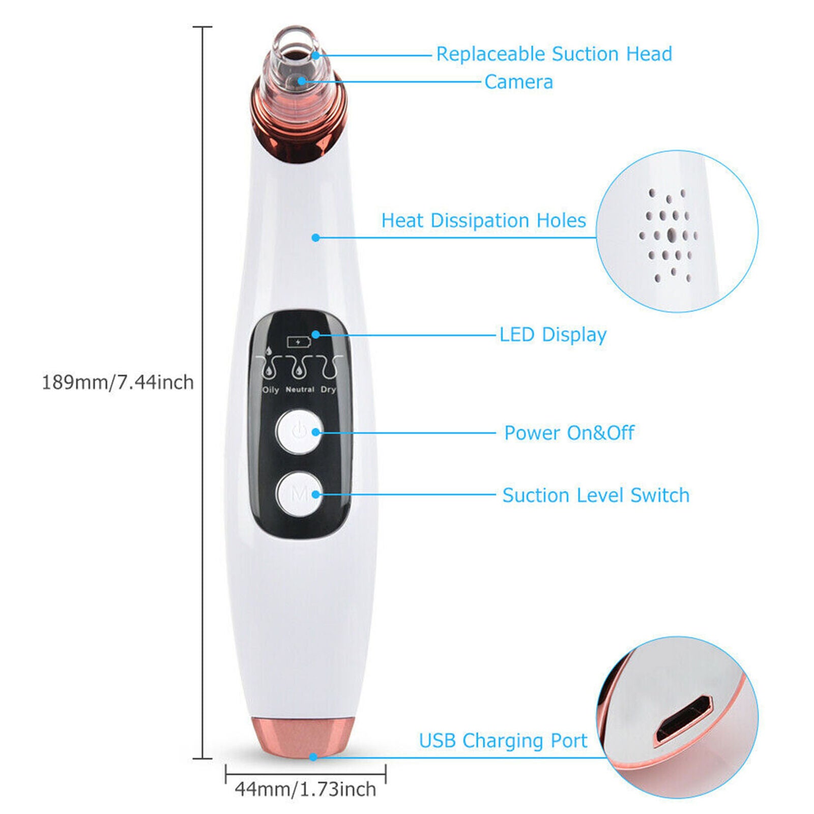 Electric Facial Skin Care Pore Blackhead Cleaner Remover Vacuum Acne Cleanser