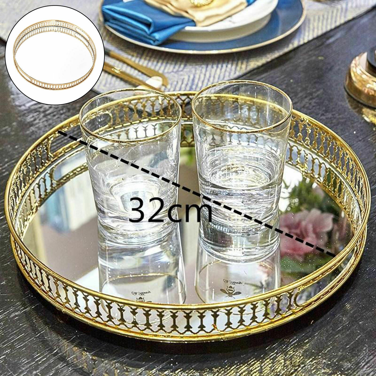 Mirrored Crystal Tray Organizer Jewelry Trinket Storage Plate Home Decor
