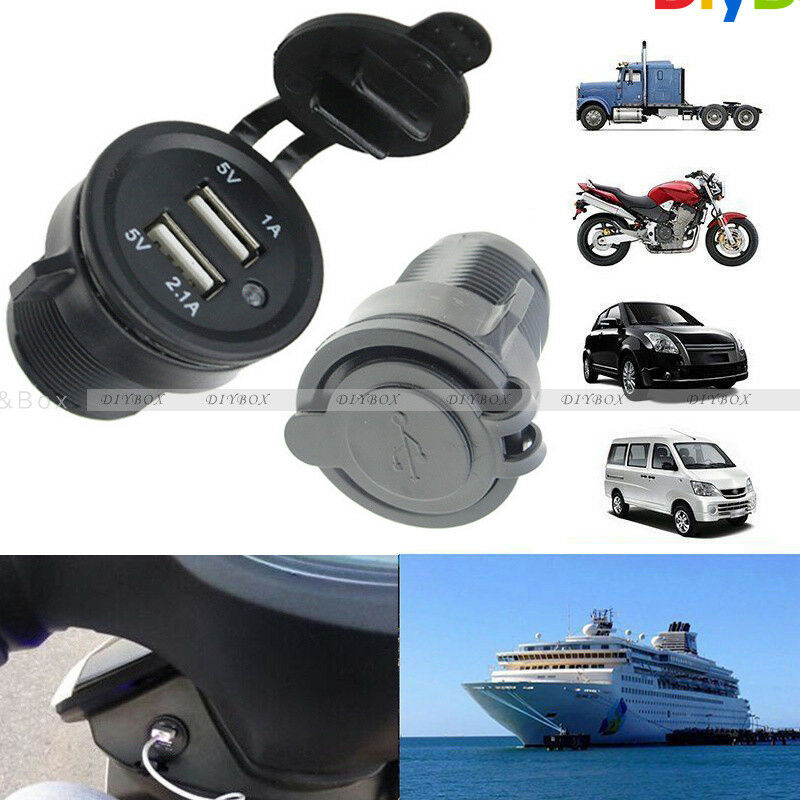 12-24V Splitter Dual USB Port Cigarette Lighter Socket Car Charger Power Adaptor
