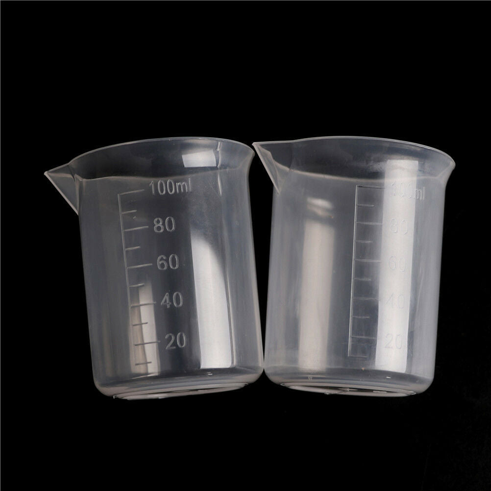 2x100mL/3.4oZ Clear Plastic Graduated Measuring Cup Jug Beakers Kitchen La.l8