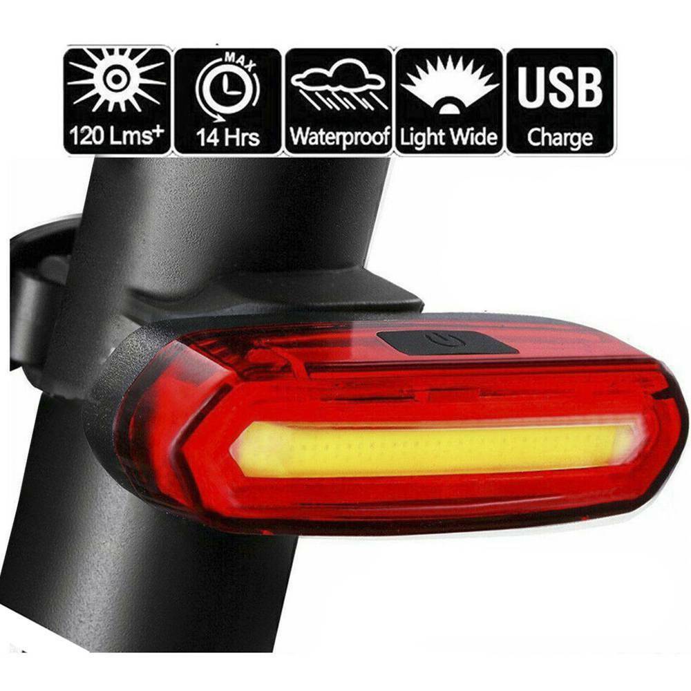 USB Rechargeable Bicycle Tail Light LED Rear Helmet Bike Cycling Safe Flashlight