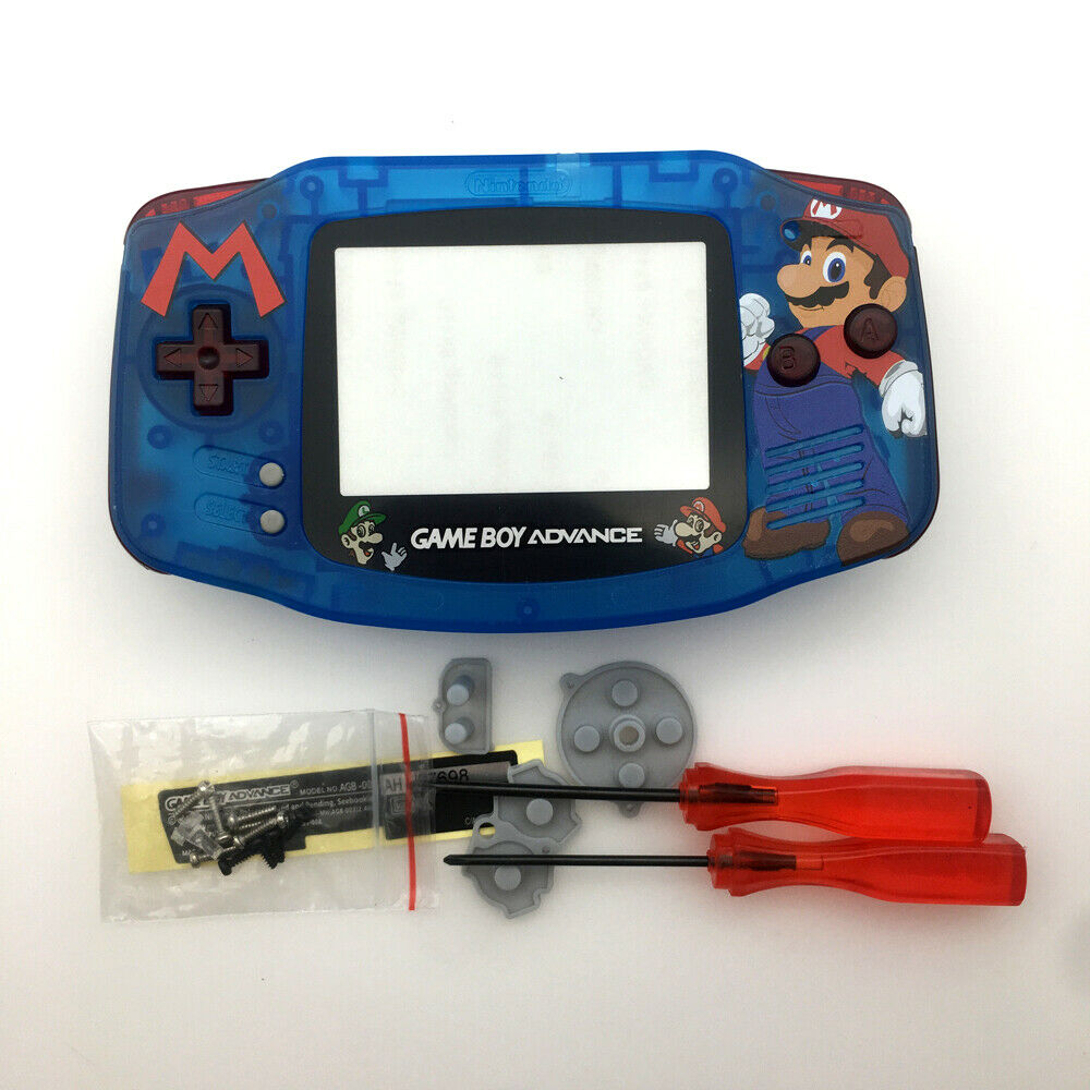 Luminous Clear blue Super Mario Housing Glow Shell Cover for Gameboy Advance GBA