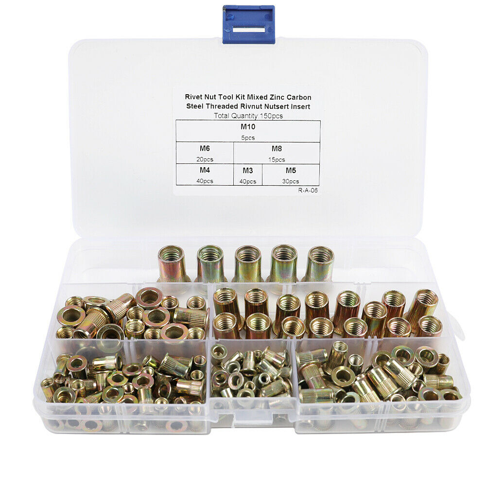 150Pcs Boxed Color-Plated Zinc Rivet Nut M3-M10 Set Vertical Rivet Nut Pull Cap