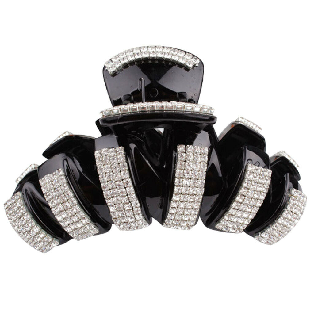Ladies Popular Full Crystal Rhinestone Large Black Hair Claw Clip Clamps