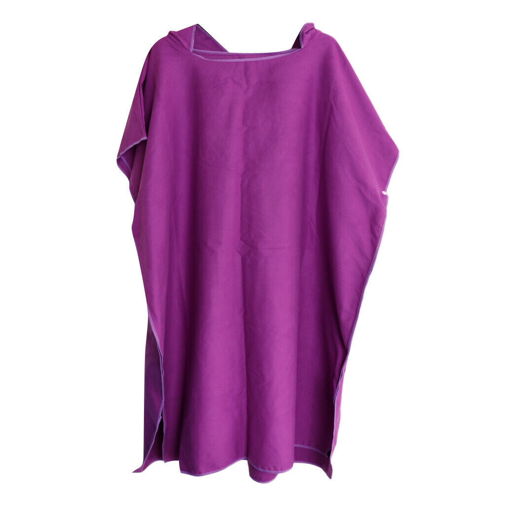 Surf Swim Beach Kayak Wetsuit Changing Towel Poncho Robe Towel & Hood Purple
