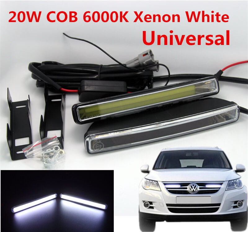 20W COB 6000K Xenon White LED Light aluminum alloy DRL Driving Fog Lamps E4 Mark