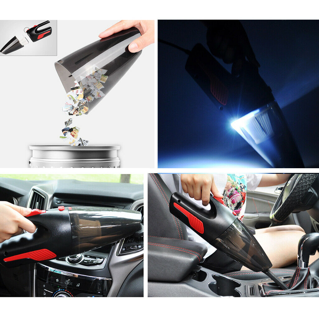 Vehicle Vacuum Cleaner Dust Catcher 12V for Home Car Clean Accs w/ LED Light