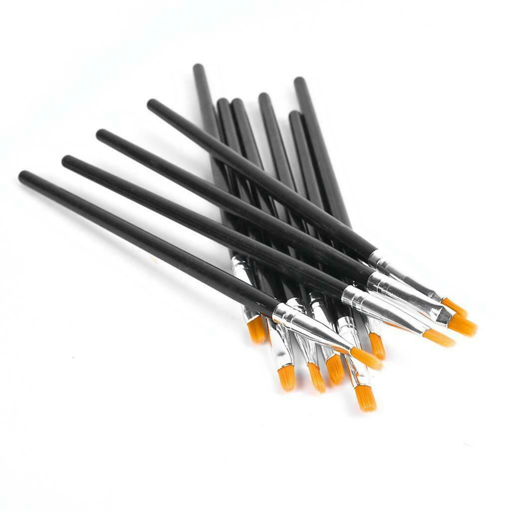 10 Piece Acrylic Oil Water Color Flat Tip Brushes for