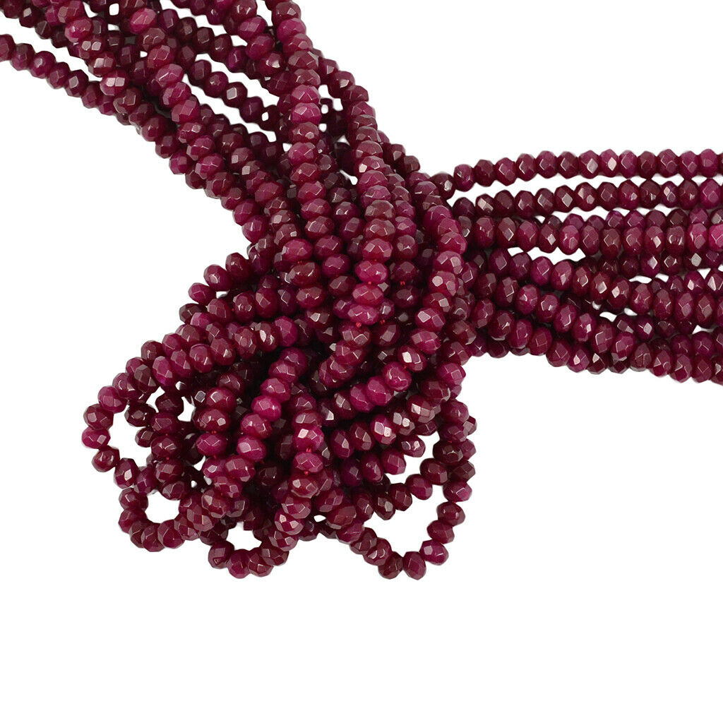 15" Natural Faceted Ruby Red Jade Rondelle Loose Beads Strand 2x4mm AA++
