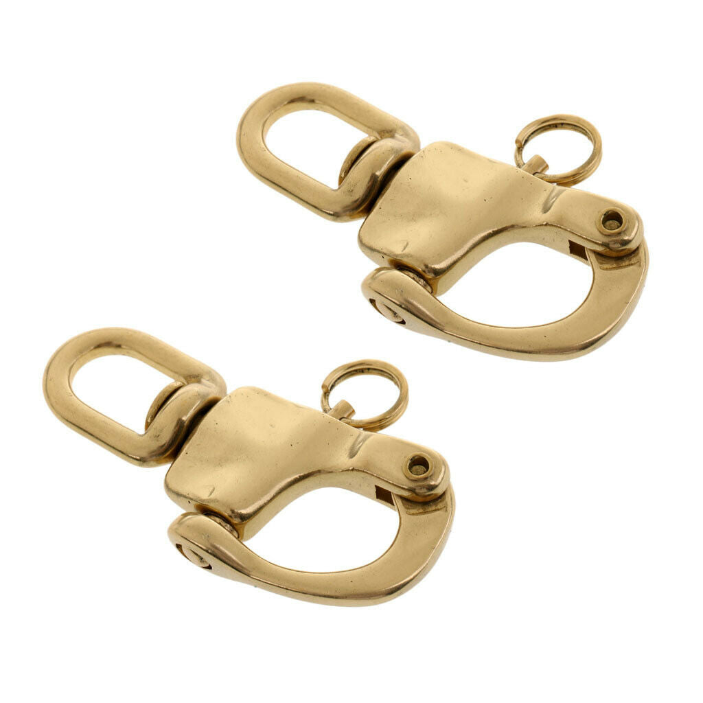 2 Pcs Stainless Steel Carabiner Accessories Marine Boat Kayak - Golden