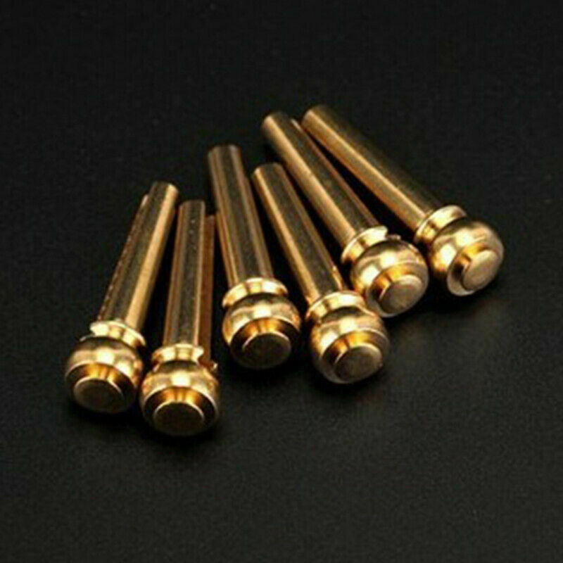 6PC Acoustic Guitar Brass Bridge Pins Brass Cone String Dot Solid String Nails