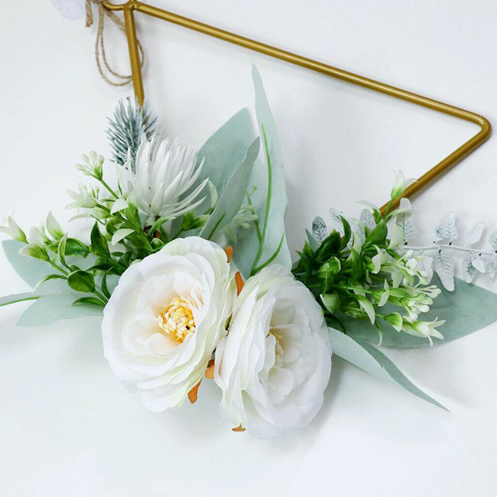 Set of 3 Metal Geometric Floral Hoops Wreath Hanging Garland DIY Wall Decor