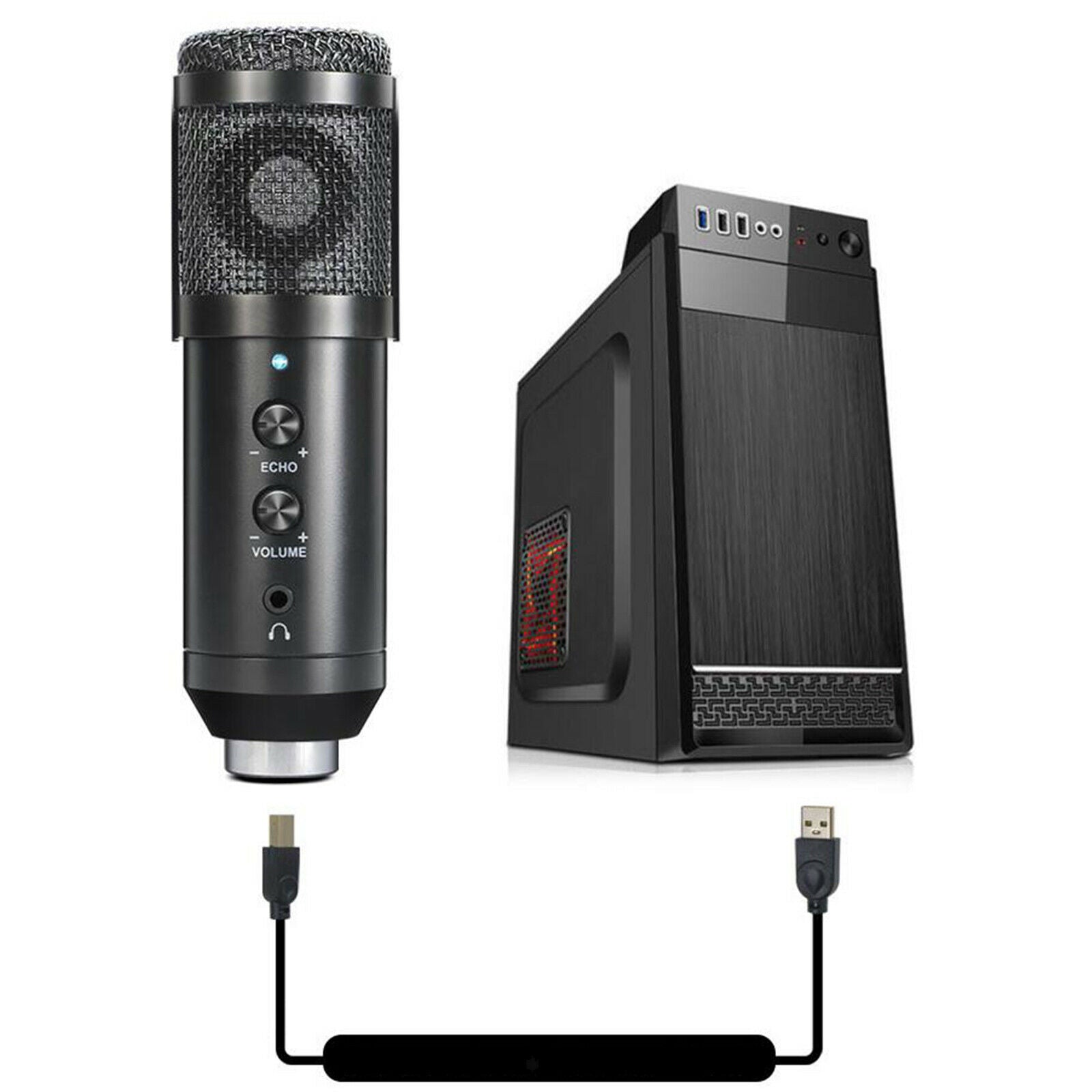 USB Microphone Condenser Computer PC Microphone w/Tripod Stand for Recording