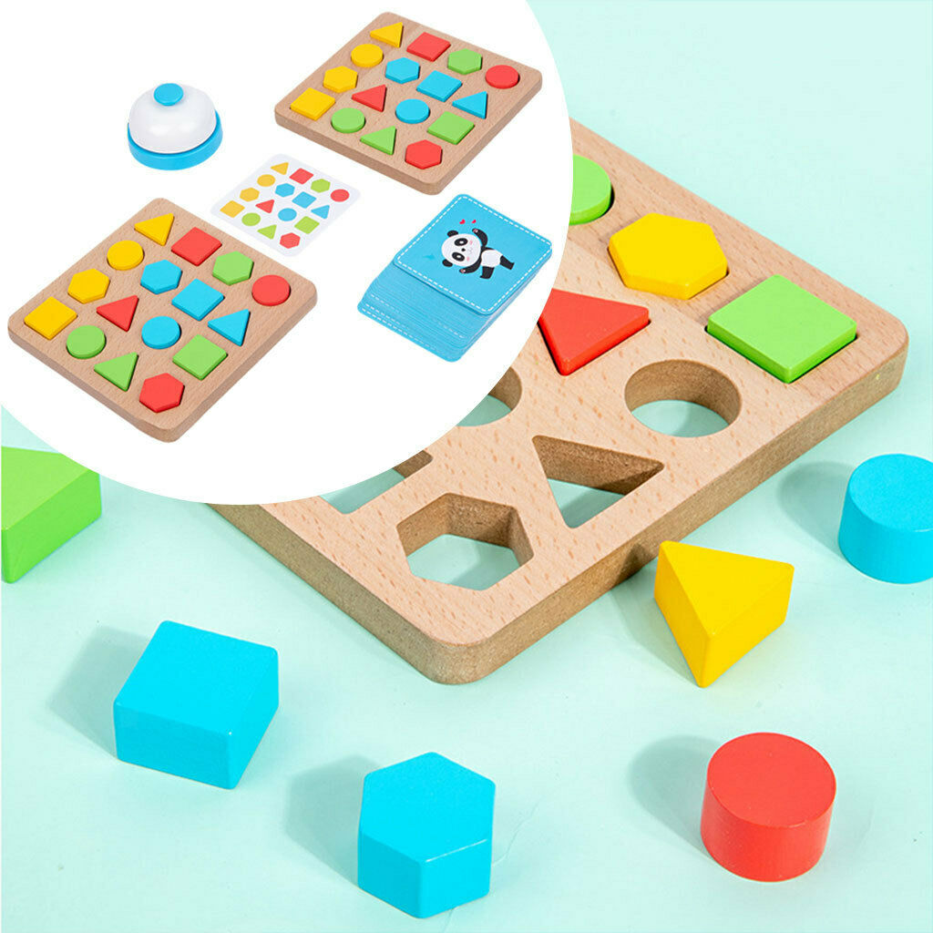 Kids Wooden Puzzle Building Blocks Colors Shapes Pairing Boys Girls Gifts