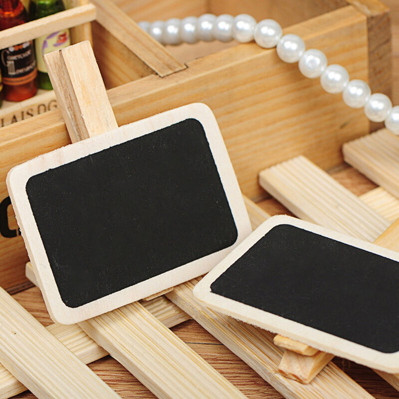 10X Top Mini Blackboard Chalkboard Office Home Wooden Message Holder C.l8
