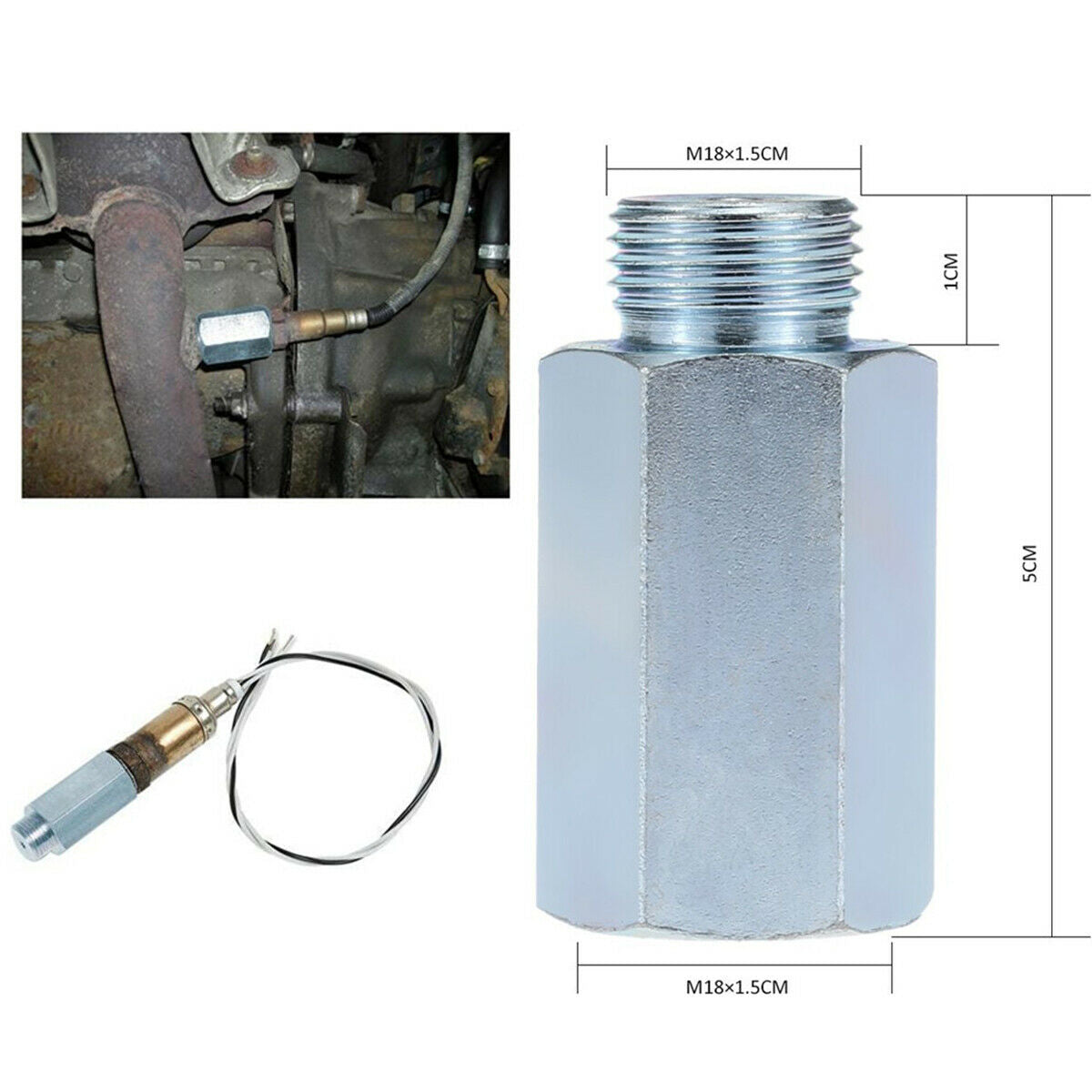 M18 1.5 O2 Lambda Oxygen Sensor Bung Adapter Extender Spacer Stainless Steel