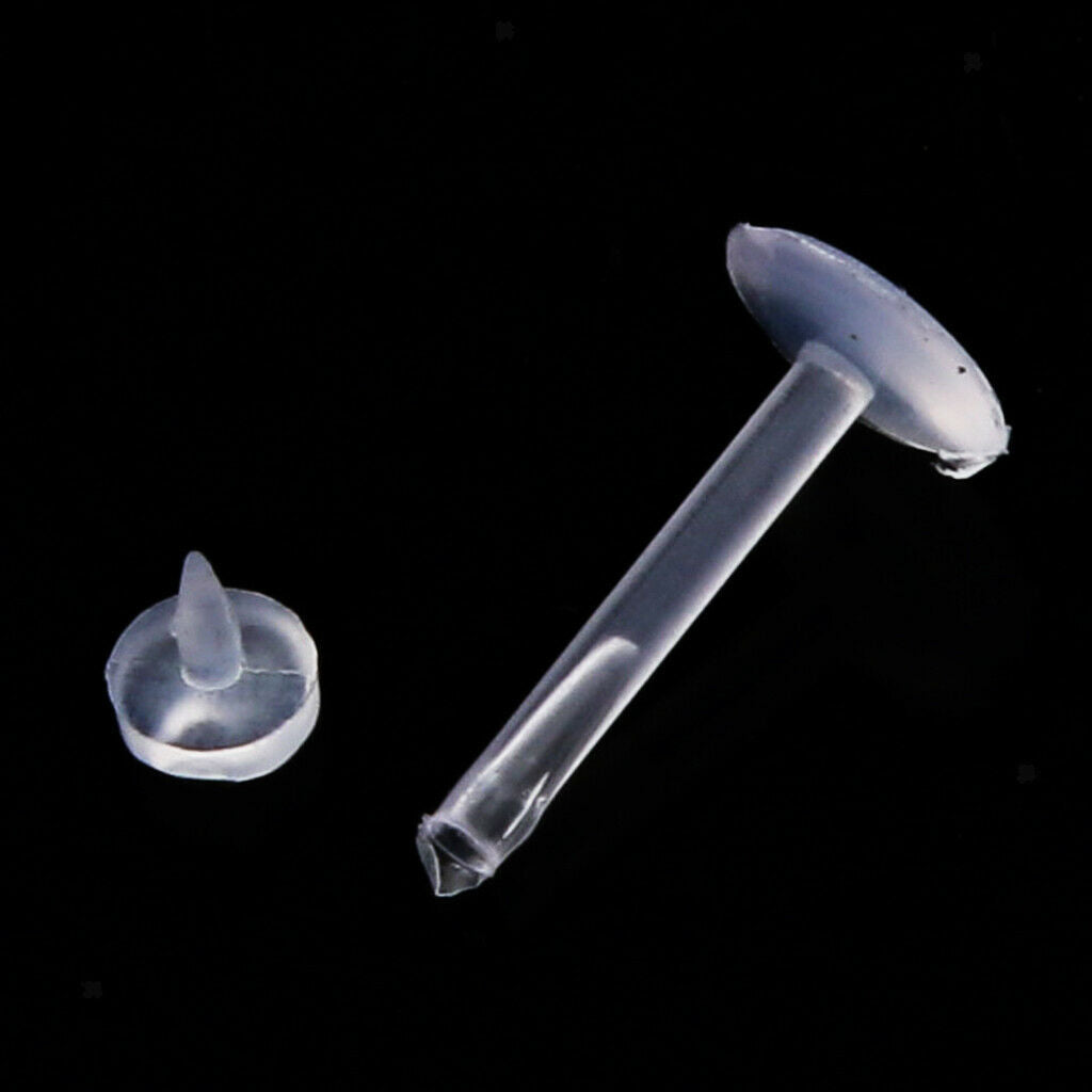 20 Pieces Transparent White Acrylic Nose Stud Barbell Lip Tongue Piercing