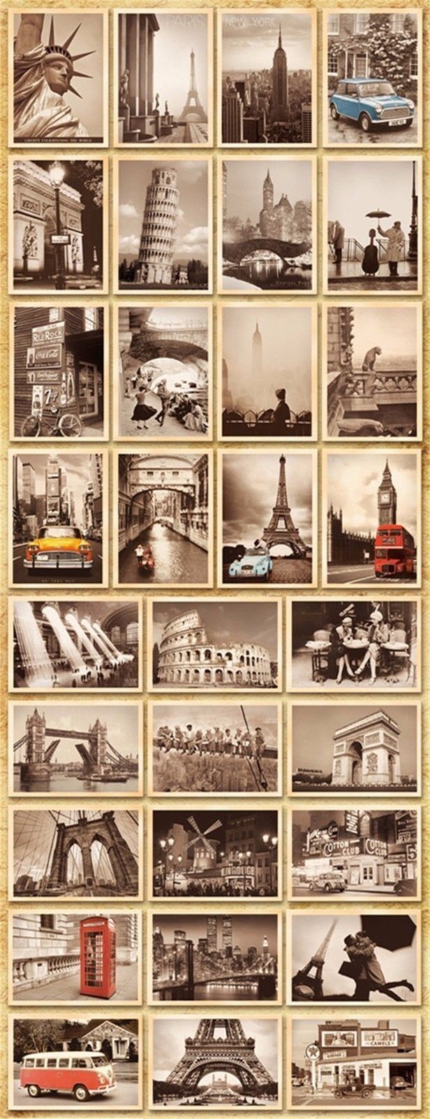 32pcs/Lot Duplicate Retro Posters Old Travel Postcards Wall Decoration Cards Set