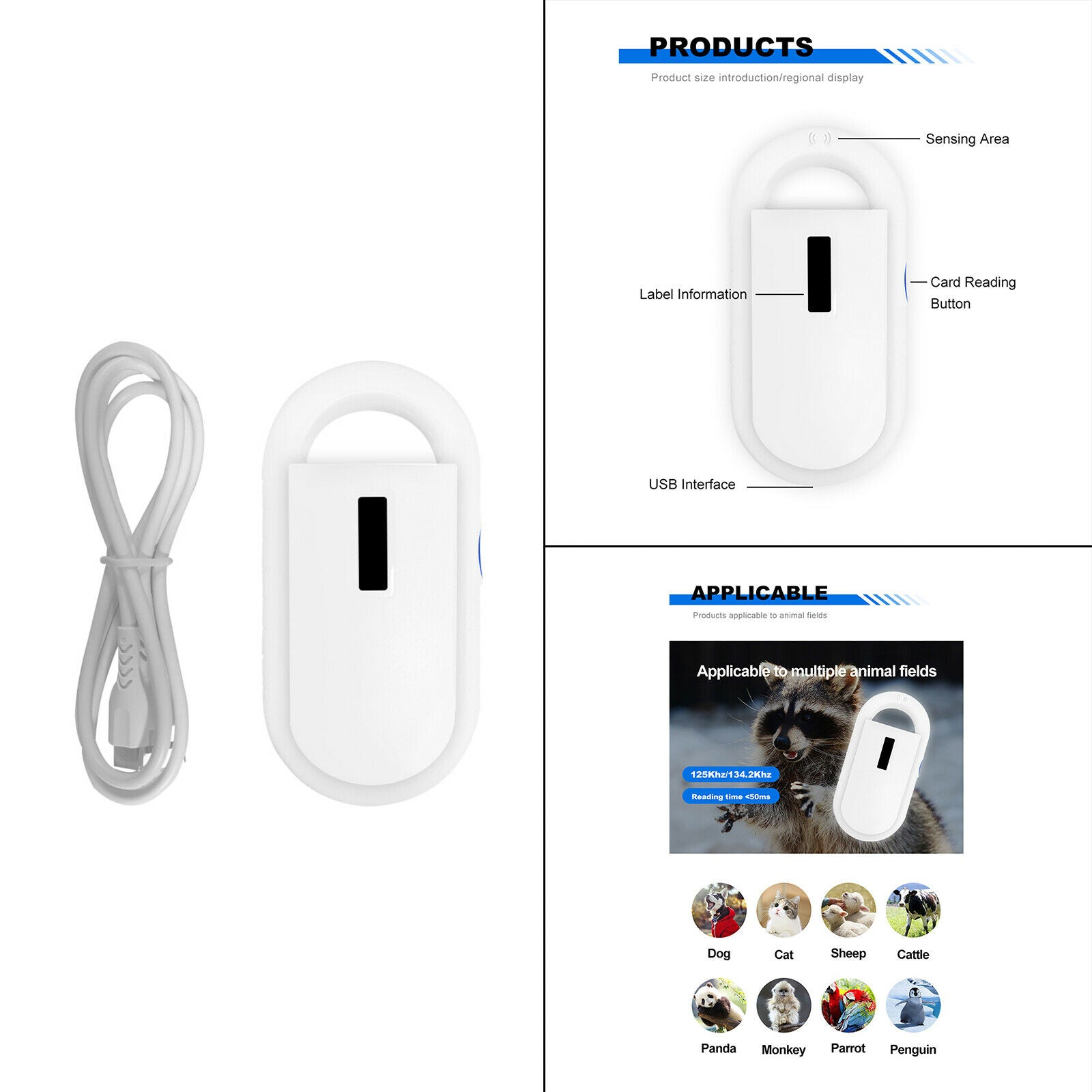 Pet Microchip Scanner EMID Reader 125Khz ISO 11784/11785 FDX-B for Dogs Cats