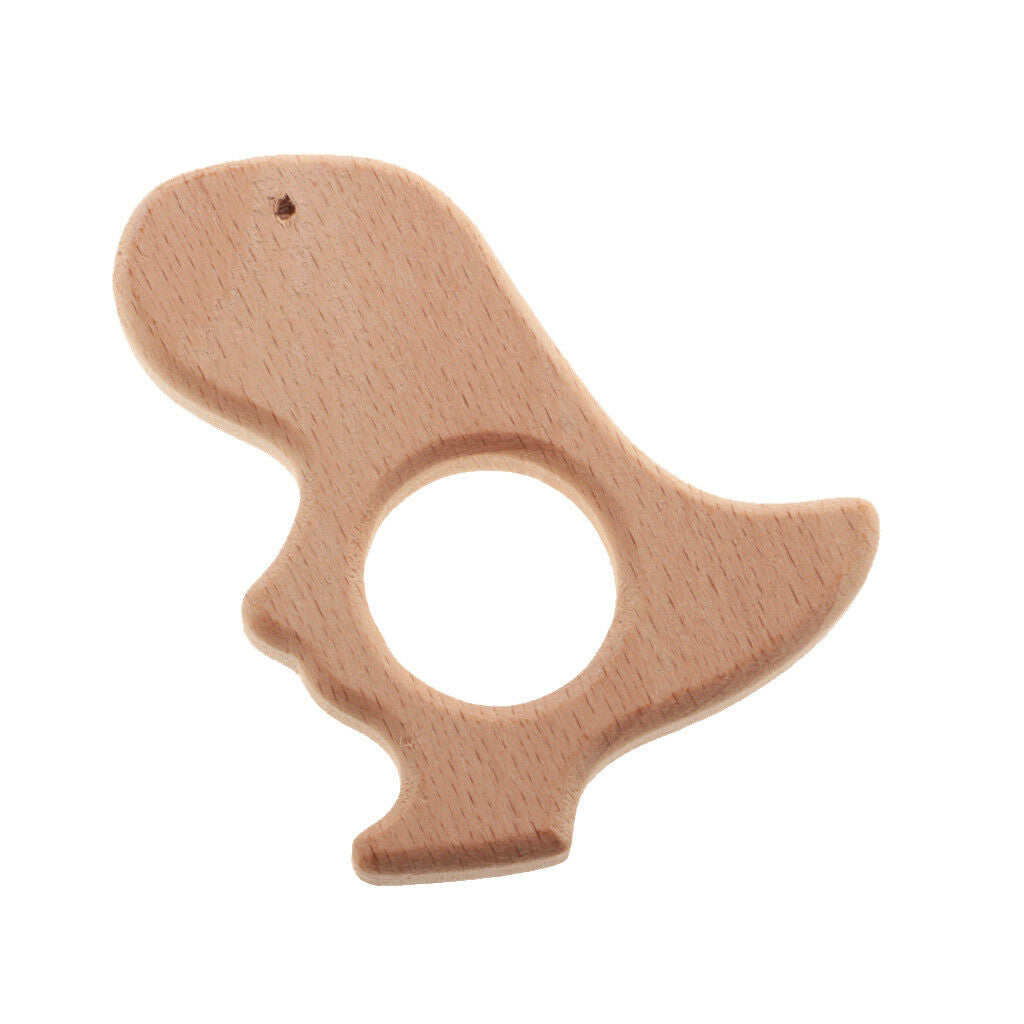 2pcs inosaur Hedgehog Shape Beech Wooden Teethers Baby Teething Toys DIY