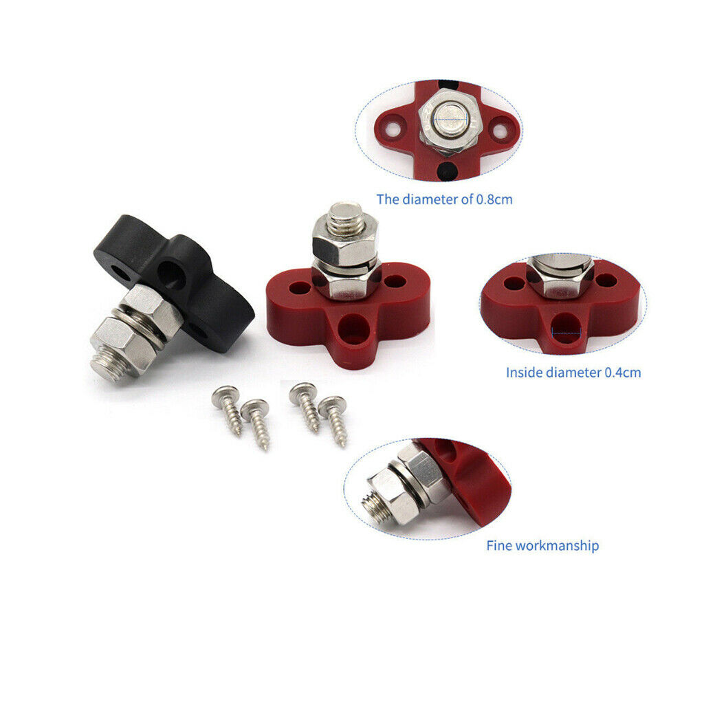 2Pcs Junction Block Power Post Set Insulated Terminal Stud M8 BUS BAR