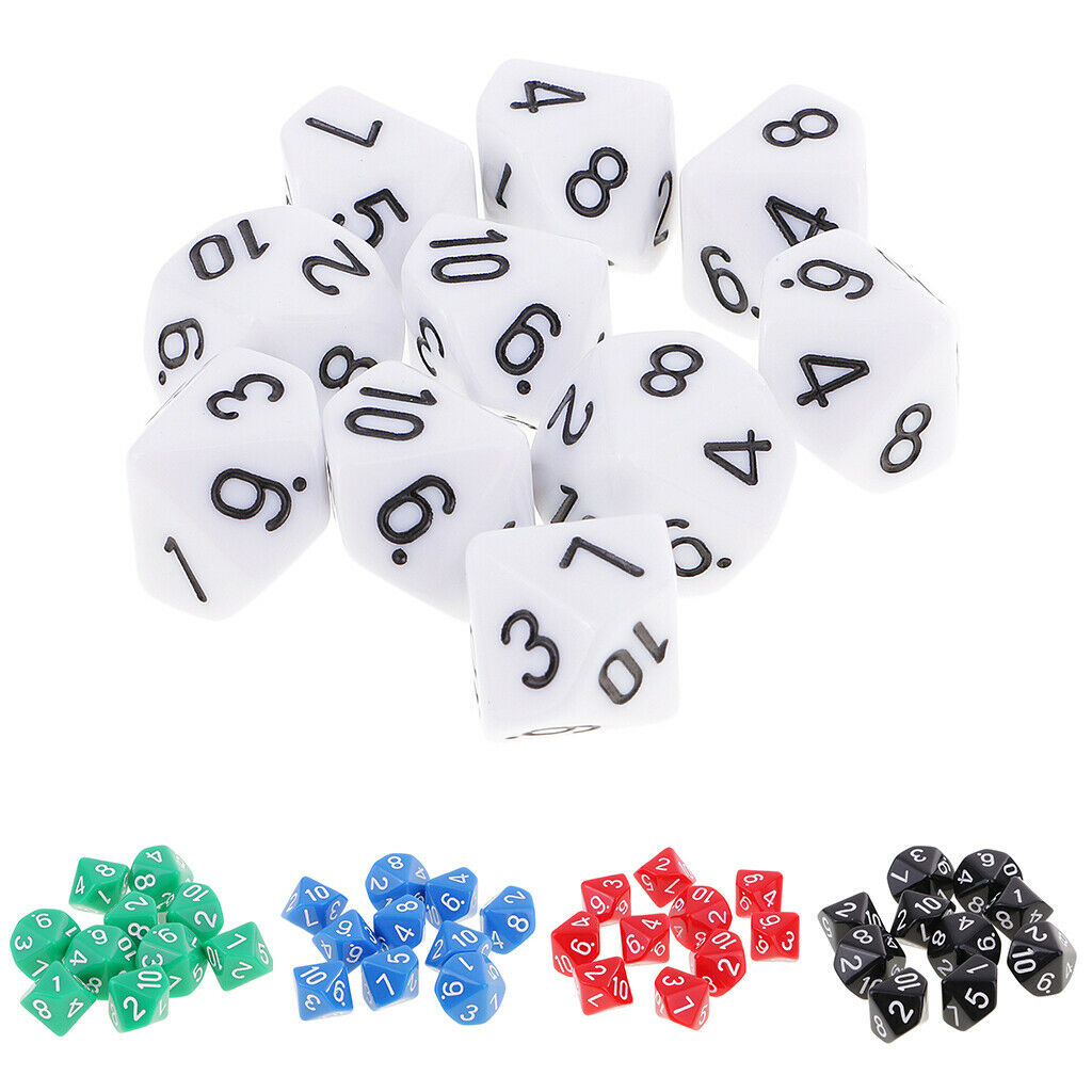 10x Dice D10 Polyhedral Dices Accessory Toys Table Games Lovers Gift Props