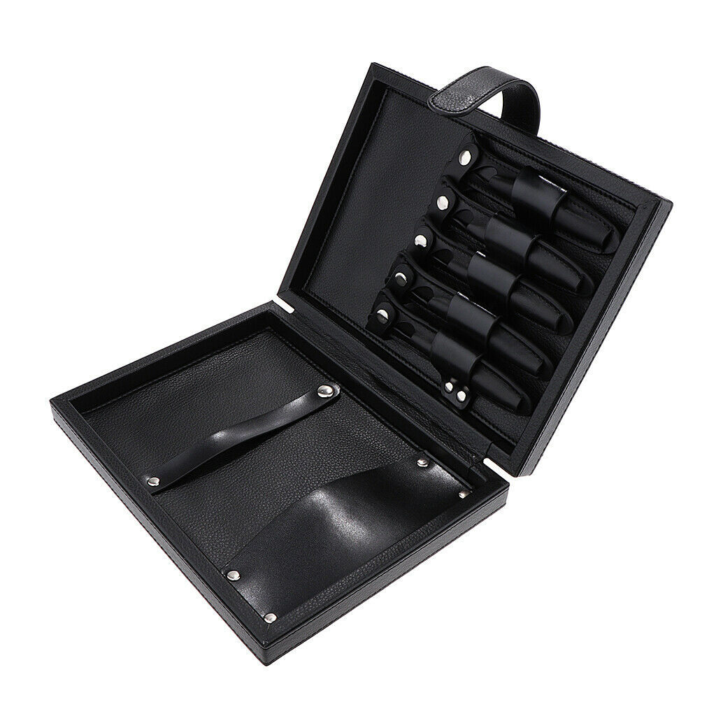 Leather 5 Scissors Holder Bag Haircut Tools Holster Pouch Shears Case Black