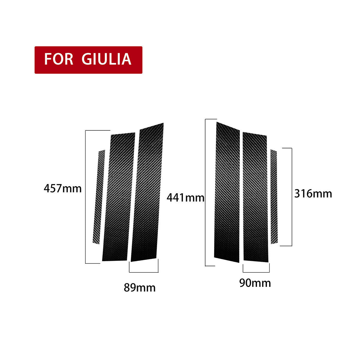 For Alfa Romeo Giulia 2017-2020 6Ã—Real Carbon Fiber Car Window Pillar Trim Cover