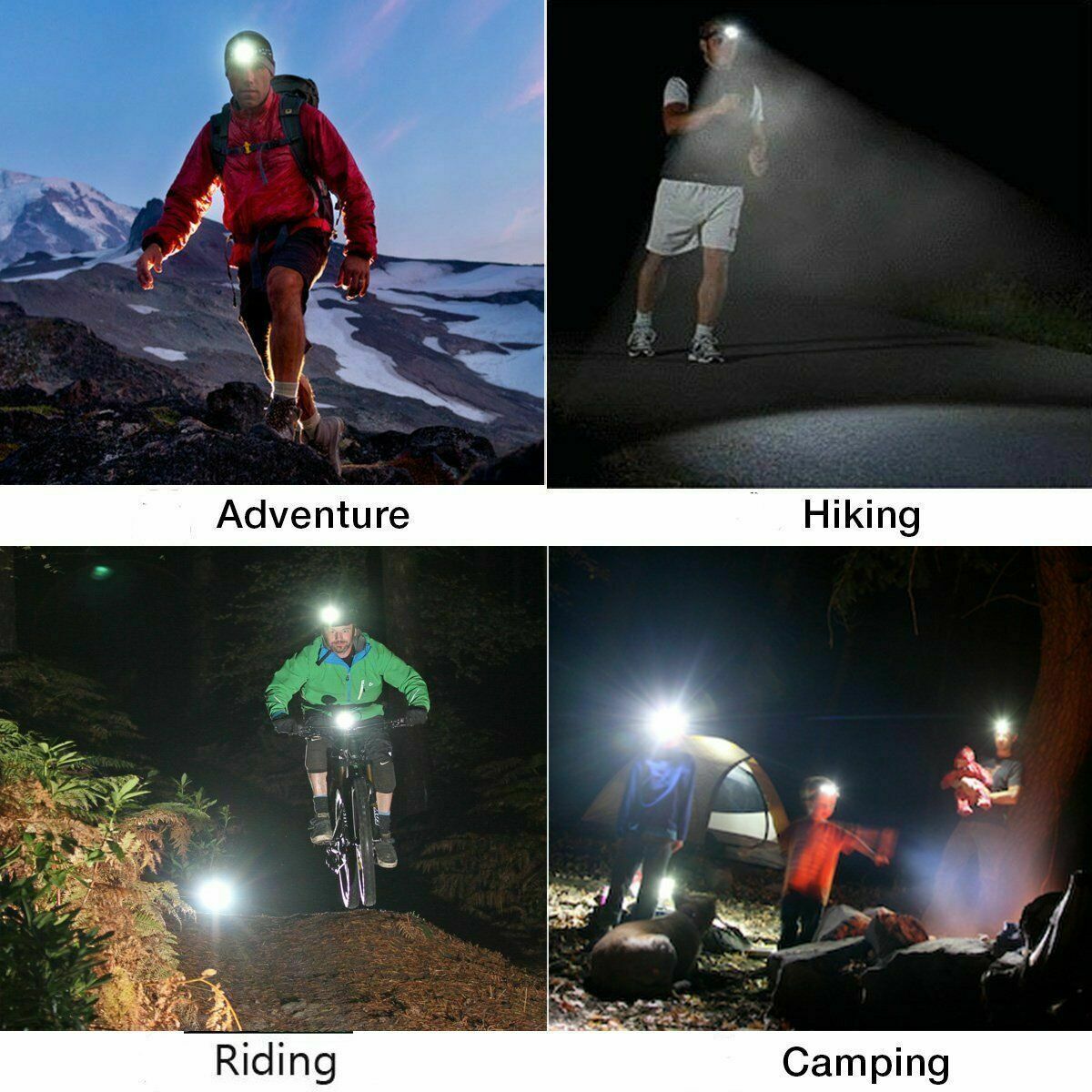 Powerful 350000LM LED Headlamp Rechargeable Headlight Flashlight Head Torch