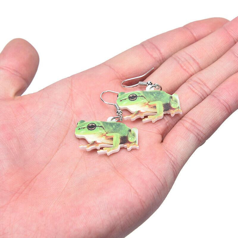 Cute Green Frog Earrings Dangle Drop Animal Jewelry For Girls Party Charms G Pb