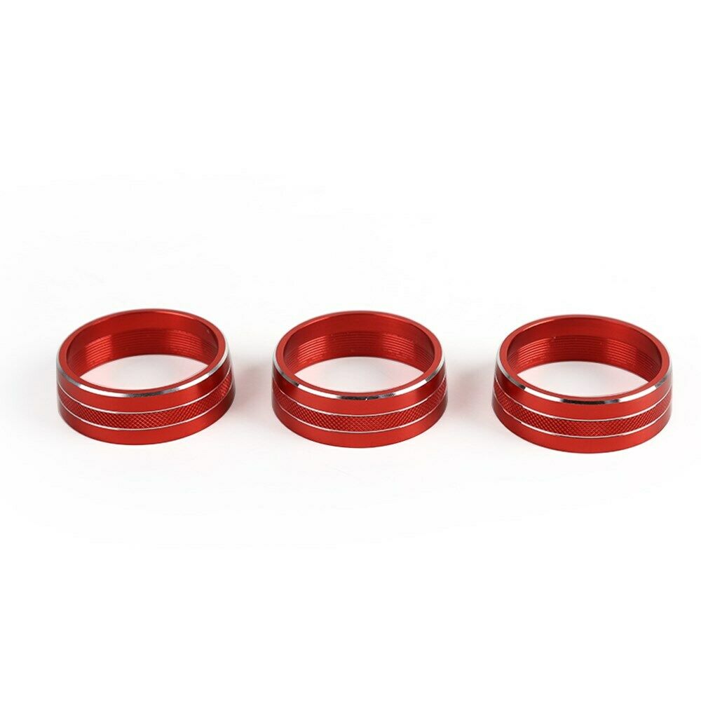 3X AC Air Conditioner Knob Switch Ring Cover Trim For Challenger 2009-2014 Red
