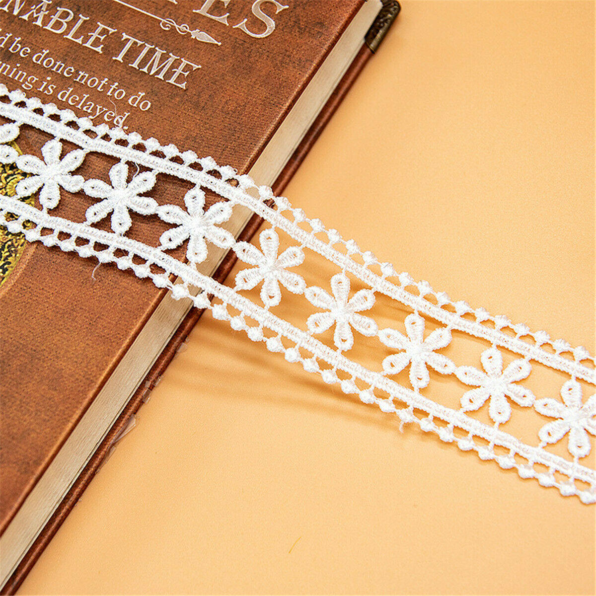 2Yds Embroidery Floral White Cotton Lace Trim Ribbon Wedding Fabric Sewing Craft