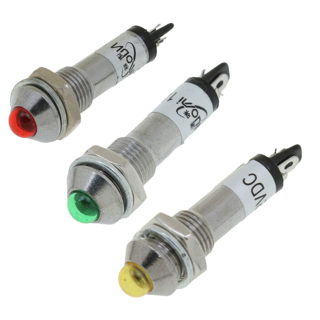 10pcs 8mm 24V Red LED Metal Indicator Pilot Light XD8-2