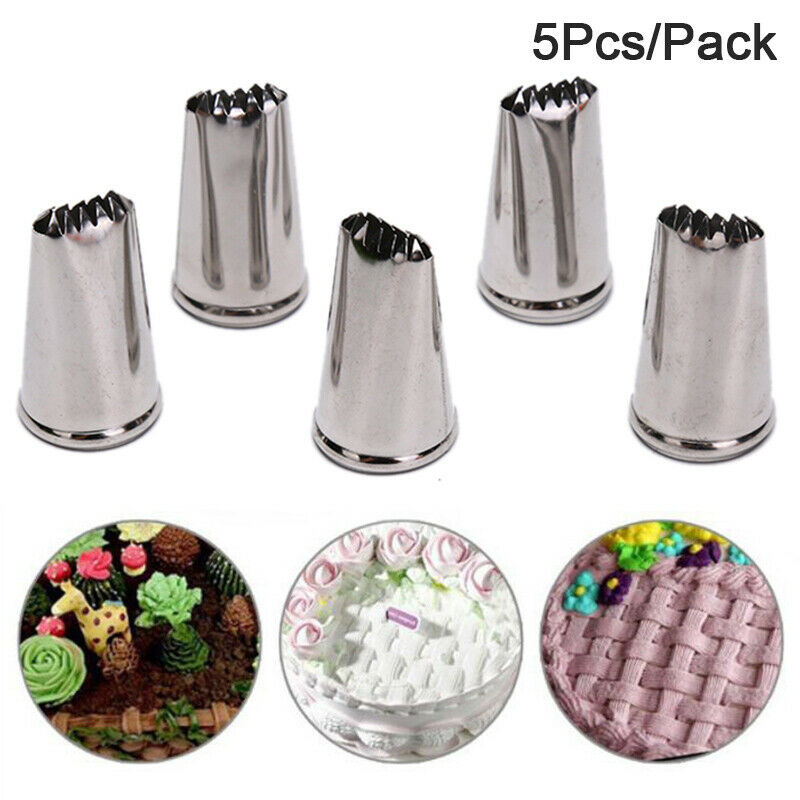 5Pcs Stainless Steel Nozzle Cake Pastry Decoration Home Kitchen Baking To.l8