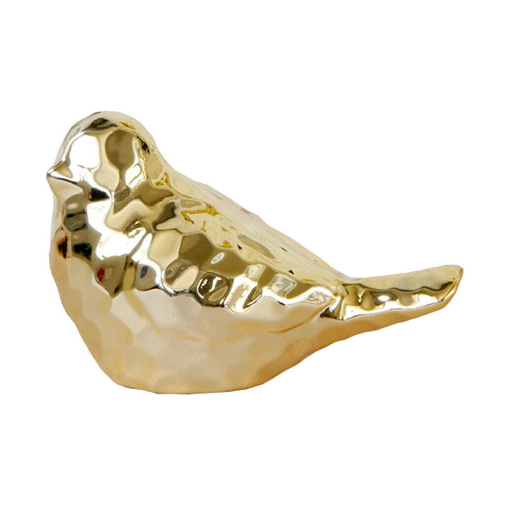 2 Pcs Bird Statue Ceramic Display Wedding Party Bedroom Home Decor Golden