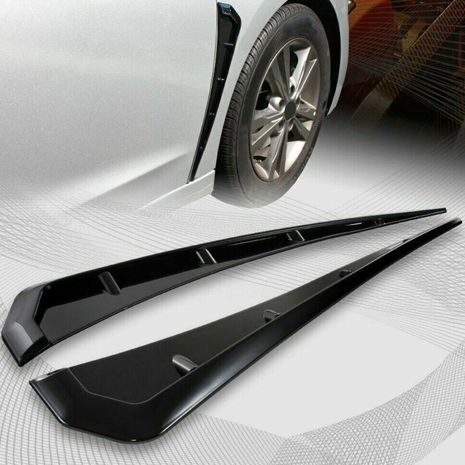 2x Universal Glossy Black Car Side Fender Vent Air Wing Cover Trim Decoration