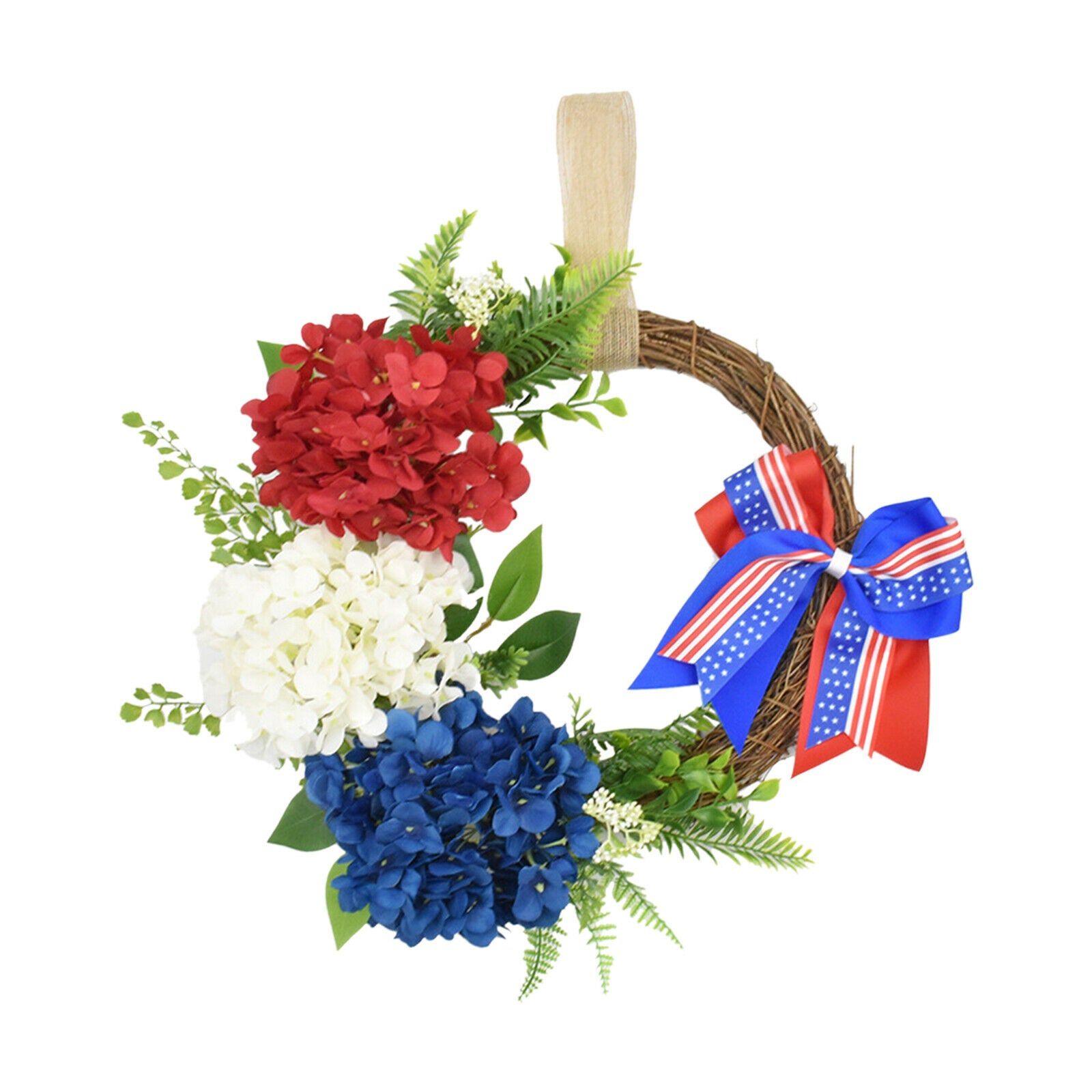 15.7" Patriotic American Wreath Flower Garland Memorial Day Hanging Ornament