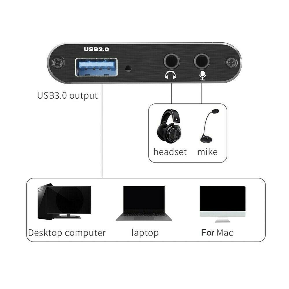 USB 3.0 HDM Video Capture Card 4K 1080P 60fps Record for Game Live Streaming CA