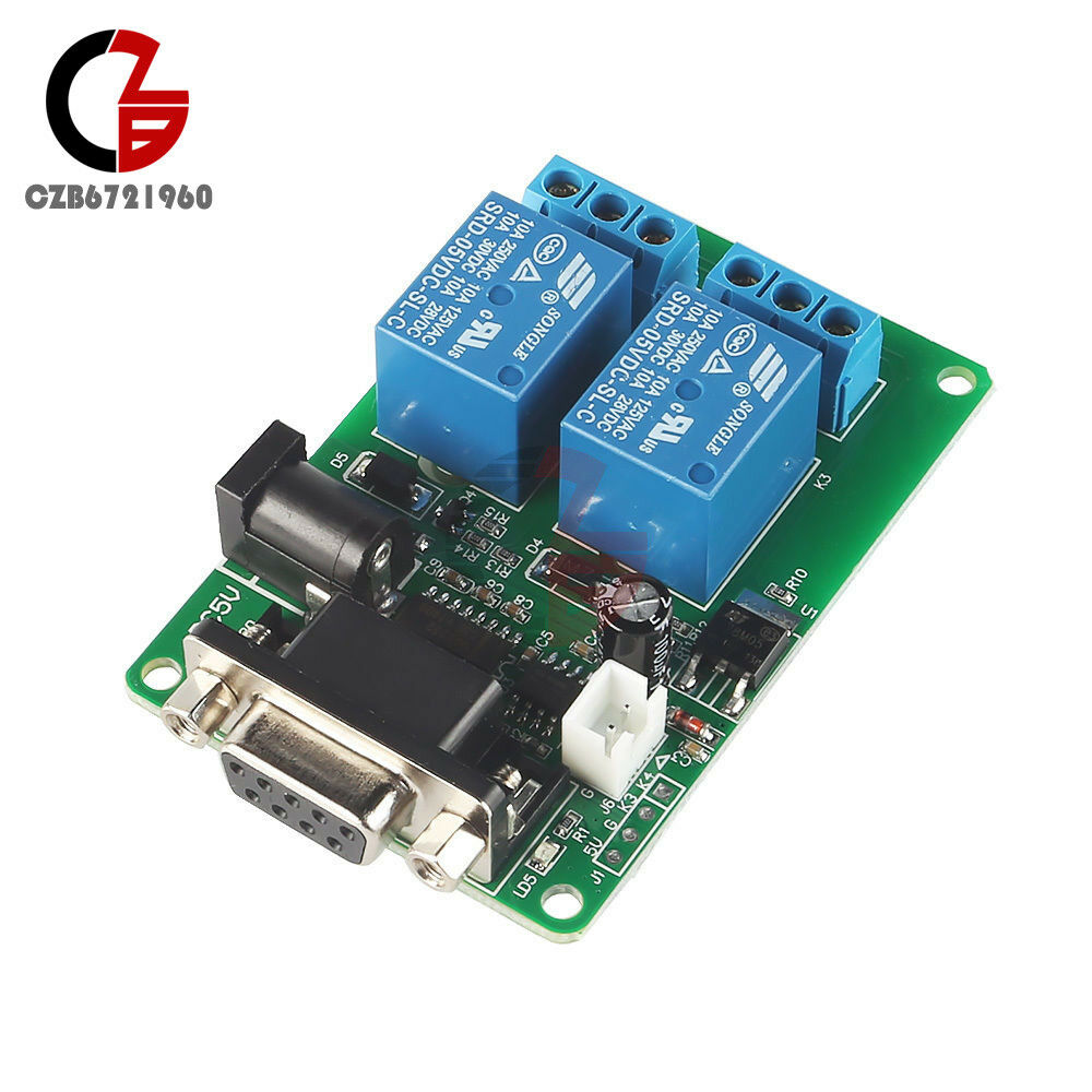 RS232 DB9 Serial Control Relay DC 5V 9-12V 2 Channel 2CH Switch Board for SCM PC