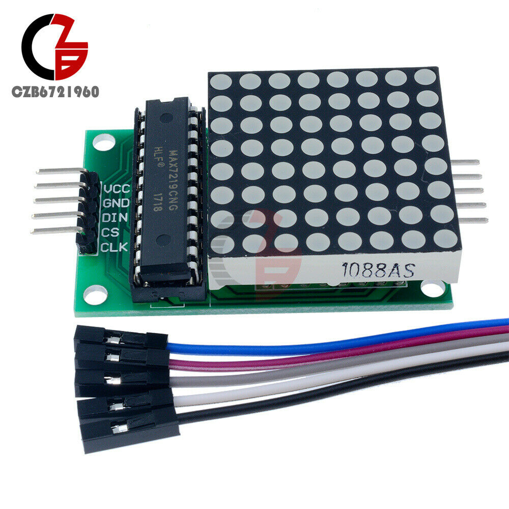 10PCS MAX7219 LED 8x8 Dot Matrix Module Red Light Assembled w/ Cable For Adduino