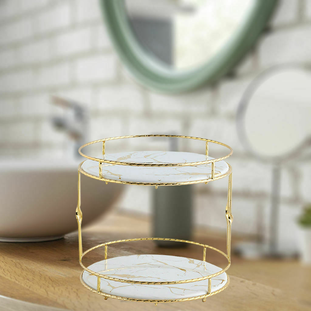 Ceramics Storage Tray Double Storage Marble Texture Bedroom Display Holder White